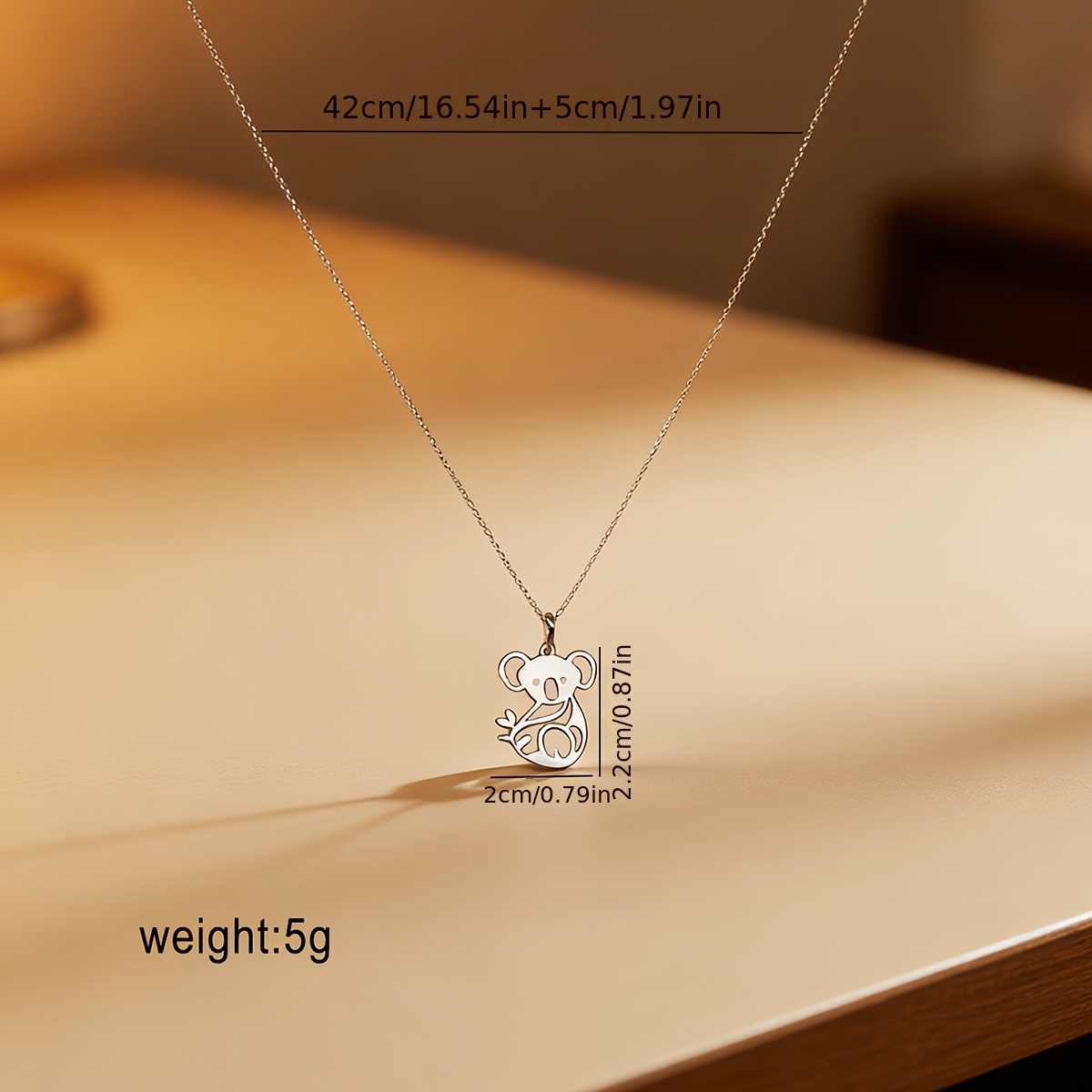 Women's Cute Hollow Koala Pendant Necklace, Daily Wear Gift